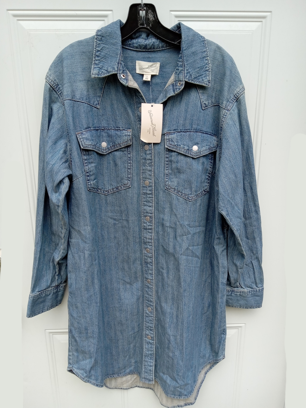 Blue Denim Dress with Snap Pockets NWT Universal Thread Pockets Small